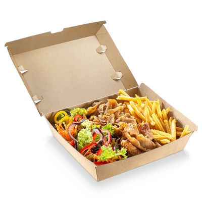 Take-Away box Kraft karton, 178x165x45+45mm, m damphuller, brun - 50 stk pk / 3 pk karton