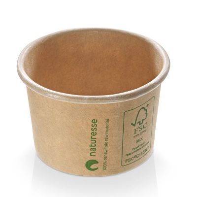 Dipskål Kraft karton, 65ml, Ø62x40mm, IKKE plastic lamineret, brun - FSC MIX CREDIT - 50 stk pk / 20 pk karton