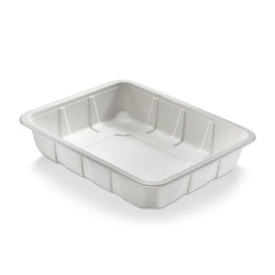 Bakke biocoated sukkerrørsfiber, 3945ml, 325x265x65mm, hvid, ½ GASTRONORM - 60 stk pk / 4 pk karton