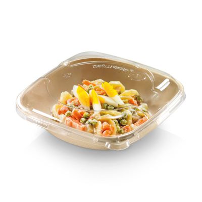 Bakke biocoated sukkerrørsfiber, 500ml, 170x170x40mm, natur - 125 stk pk / 4 pk karton