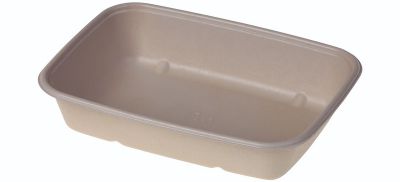 Bakke biocoated sukkerrørsfiber, 950ml, 230x165x47mm, natur - 100 stk pk / 3 pk karton