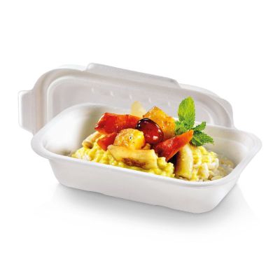 Bakke HD biocoated PFAS-free sukkerrørsfiber, 1000ml, 229x153x57mm, hvid - 125 stk pk / 2 pk karton