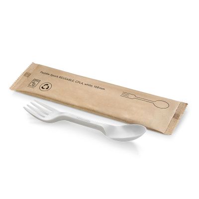 Gaffelske CPLA - "REUSABLE", 168mm, singlewrapped, hvid - 1 stk pk* / 500 pk karton*