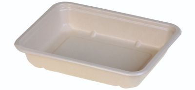 Menu bakke biocoated sukkerrørsfiber, 1000ml, 227x178x43mm, natur, 1-rum - 125 stk pk / 2 pk karton