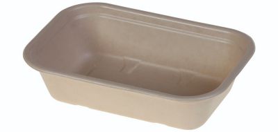 Menu bakke biocoated sukkerrørsfiber, 1000ml, 229x153x57mm, natur - 125 stk pk / 2 pk karton