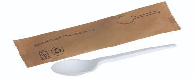 Spiseske CPLA - "REUSABLE", 168mm, singlewrapped, hvid - 1 stk pk* / 500 pk karton*