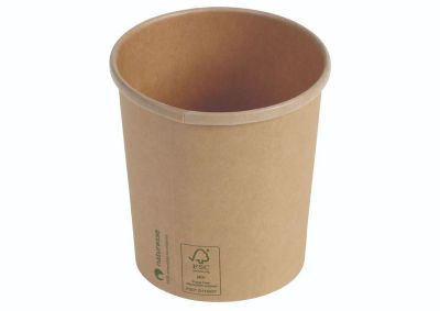 Suppe bæger Kraft karton/PLA, 480ml/16oz, Ø98x102mm, logoprintet, brun - FSC MIX CREDIT - 25 stk pk* / 20 pk karton*