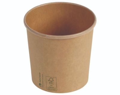 Suppe bæger Kraft karton/PLA, 780ml/26oz, Ø118x110mm, logoprintet, brun - FSC MIX CREDIT - 25 stk pk* / 15 pk karton*