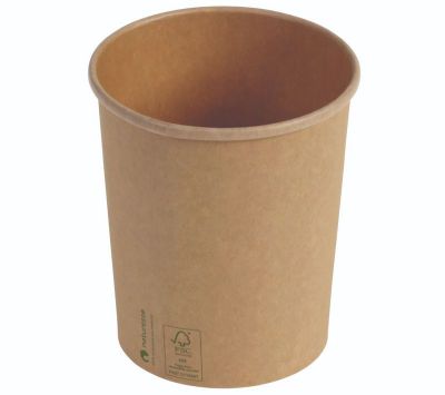 Suppe bæger Kraft karton/PLA, 950ml/32oz, Ø118x133mm, logoprintet - FSC MIX CREDIT - 25 stk pk* / 15 pk karton*